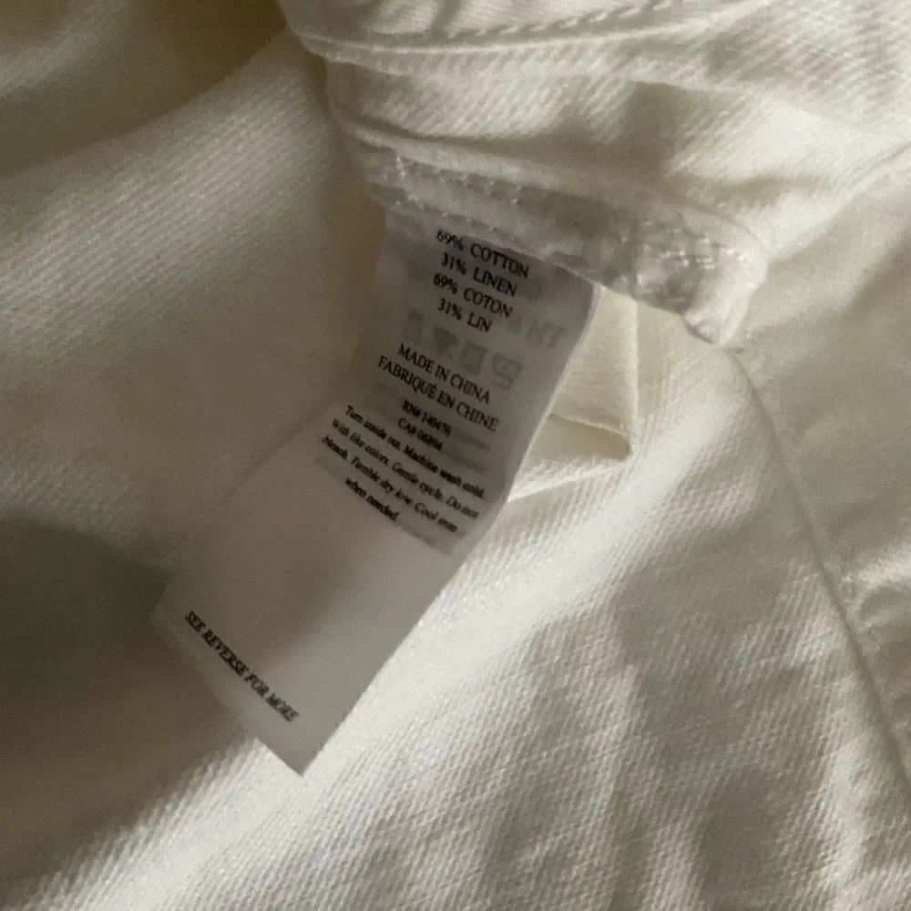 Faherty Jacket Utility White Cotton Linen Button Front Drawstring Belt Medium - Picture 5 of 11
